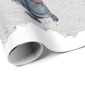 Papier Cadeau Rustique Retro Vintage Noël hiver (Coin rond)