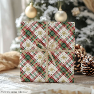 Papier cadeau rustique rouge et vert à motif de ve