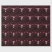 Papier Cadeau Rustique Taureau rouge occidental Motif Brown (Plat)