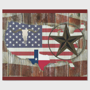 Papier Cadeau Rustique Texas Lone Star Texas Long Horn