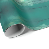 Papier Cadeau Rustique Turquoise automne Sprig feuille floral (Coin rond)