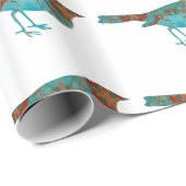 Papier Cadeau Rustique Turquoise Bird (Coin rond)