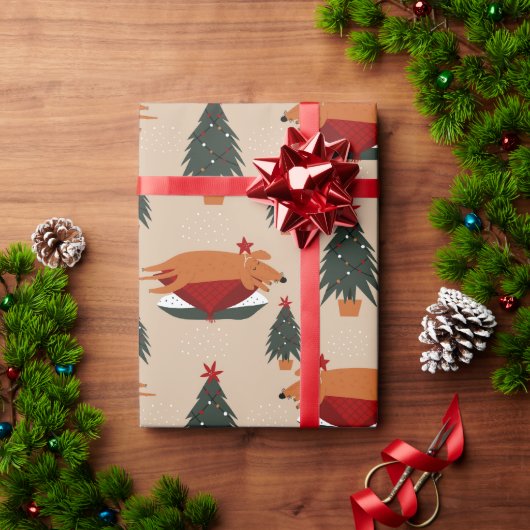 Papier Cadeau Rusty Dog Sleeping Xmas Arbre (Cadeau de vacances)