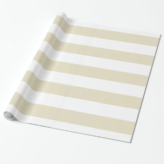 Papier Cadeau Sable Beige Blanc Gros Rayures