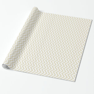 Papier Cadeau Sable beige et grand motif chevron blanc H