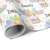 Papier Cadeau Sable Blanc Tibétain Terrier Chien Anniversaire (Coin rond)