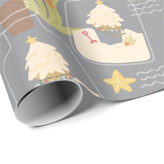 Papier Cadeau Sable de Noël de plage (Coin rond)