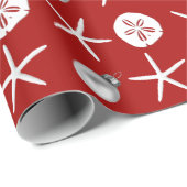 Papier Cadeau Sable de poisson rouge Dollar Noël tropical (Coin rond)