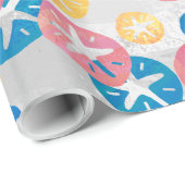 Papier Cadeau Sable Dollar Jaune Rouge Bleu Motif (Coin rond)