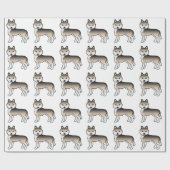 Papier Cadeau Sable Sibérien Husky Cute Chien Motif (Plat)