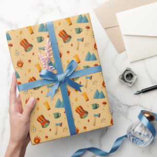 Papier Cadeau Sac à dos Tente Batterie Camping Motif 4