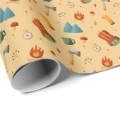 Papier Cadeau Sac à dos Tente Batterie Camping Motif 4 (Coin rond)