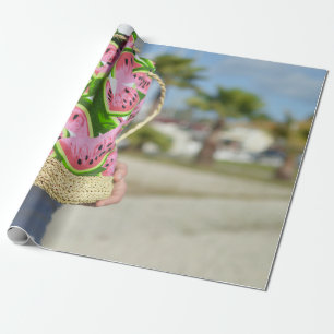 Papier Cadeau Sac imprimé pastèque rose et vert