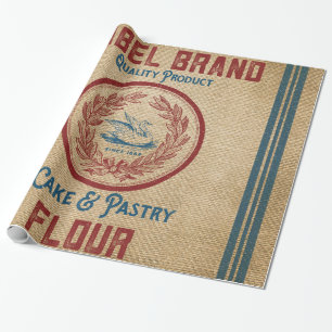 Papier Cadeau Sac vintage à farine de pâtisserie de gâteau de