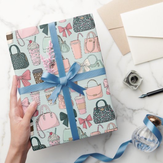 Papier Cadeau Sacs à main, rubans et cafés latte (Cadeaux)