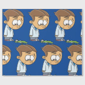 Papier Cadeau Sad Boy Scientist avec Broken Experiment (Plat)