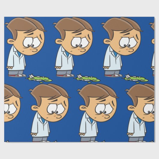 Papier Cadeau Sad Boy Scientist avec Broken Experiment (Plat)