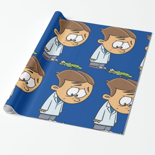 Papier Cadeau Sad Boy Scientist avec Broken Experiment (Déroulé)