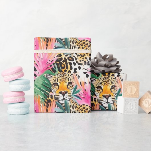 Papier Cadeau Safari animal léopard coloré Afrique (Baby Shower)