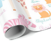Papier Cadeau Safari Animal Nursery Print (Coin rond)