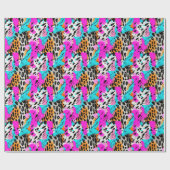 Papier Cadeau Safari Animaux Fourrures Imprimés Motif néon color (Plat)