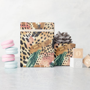 Papier Cadeau Safari Animaux Fourrures Motifs Savannah Boho