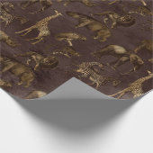 Papier Cadeau Safari Animaux sur Dark Brown (Coin)