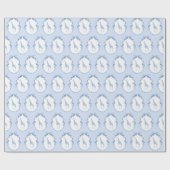 Papier Cadeau Safari Animaux Toile de Jouy Dusty Blue (Plat)
