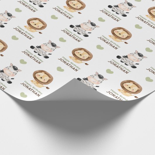 Papier Cadeau Safari Animaux Wild One Wrapper Papier (Coin)