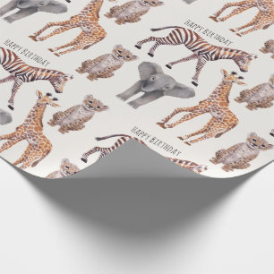 Papier Cadeau Safari Baby Animals Motif Personnalisé 