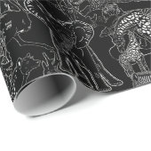 Papier Cadeau Safari Black-White Cute cadeau unique (Coin rond)