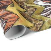 Papier Cadeau Safari de Chevron (Coin rond)