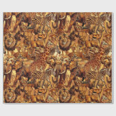 Papier Cadeau Safari de collection d'animaux sauvages ID1149 (Plat)