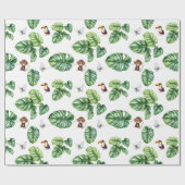 Papier Cadeau Safari Jungle Singe papillon Toucan verdure (Plat)