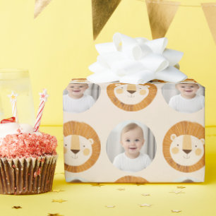 Papier Cadeau Safari Lion thème Anniversaire de enfant photo