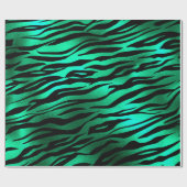 Papier Cadeau Safari stylé vert et noir Stripes de tigres sauvag (Plat)