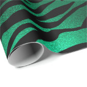 Papier Cadeau Safari stylé vert et noir Stripes de tigres sauvag (Coin rond)