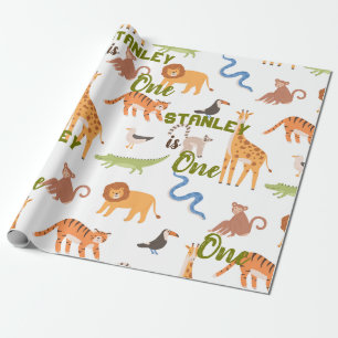 Papier Cadeau Safari tropical Jungle Animaux sauvages Personnali