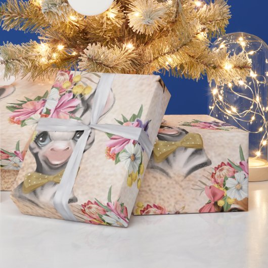 Papier Cadeau Safari wildone nom de bébé jungle avec animaux env (Vacances)