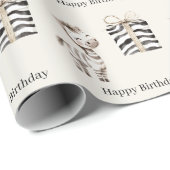 Papier Cadeau Safari Zebra Birthday (Coin rond)