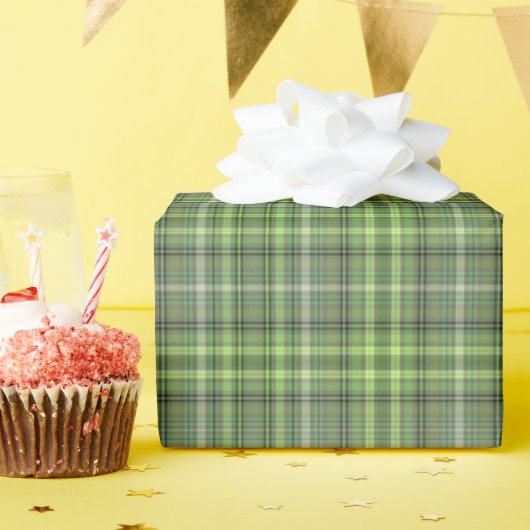 Papier Cadeau Sage and Olive Green Plaid (Fête d'anniversaire)