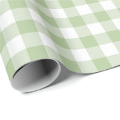 Papier Cadeau Sage and White Buffalo Plaid Gingham (Coin rond)