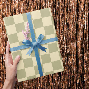 Papier Cadeau Sage Checkerboard