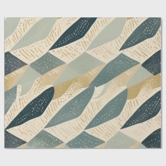 Papier Cadeau Sage Coastal Batik Parang Inspiré Géométrique