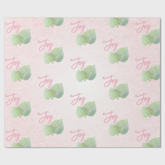 Papier Cadeau Sage Eucalyptus rose arrière - plan Joy Script (Plat)