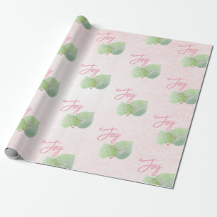 Papier Cadeau Sage Eucalyptus rose arrière - plan Joy Script