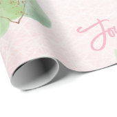 Papier Cadeau Sage Eucalyptus rose arrière - plan Joy Script (Coin rond)