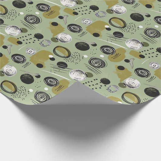 Papier Cadeau Sage Green Boho Abstrait (Coin)