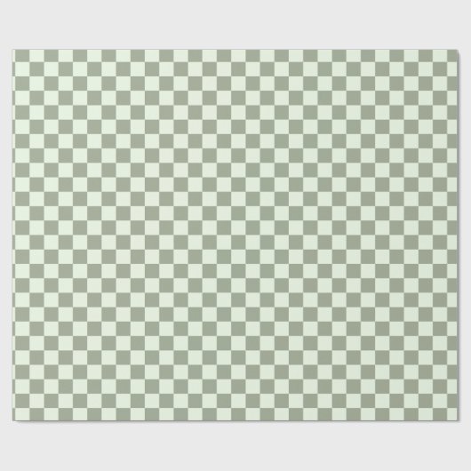 Papier Cadeau Sage Green Checker Checkerboard Checkered Retro (Plat)