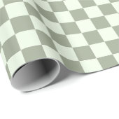 Papier Cadeau Sage Green Checker Checkerboard Checkered Retro (Coin rond)
